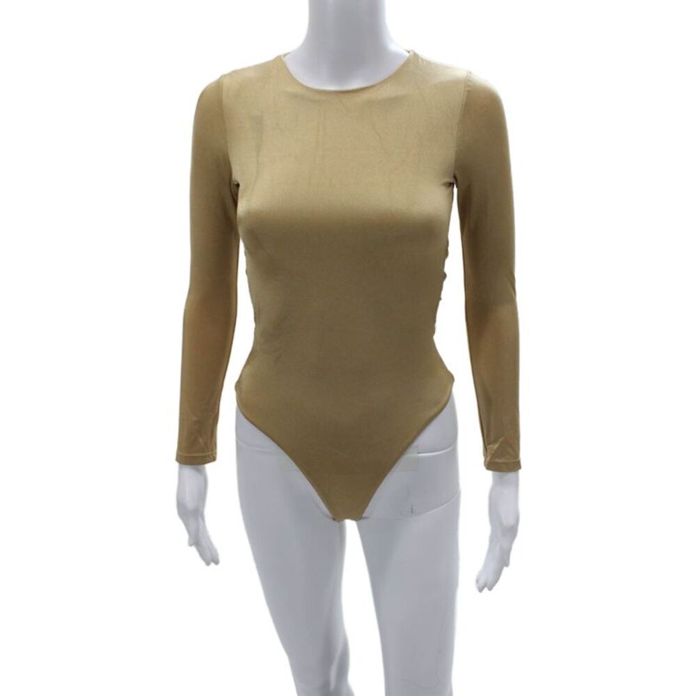 Nonchalant Label Womens One Piece Bodysuit Gold Long Sleeve Size XS